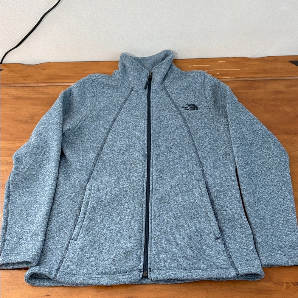 The North Face Women's Heather Gray Blue Full Zip Sweater Size Large - Picture 5 of 15